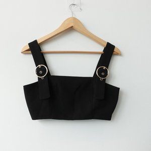 4th‎ Reckless Top Womens Size 4 Punk Bralette Tank Cropped Black Buckle Pinafore